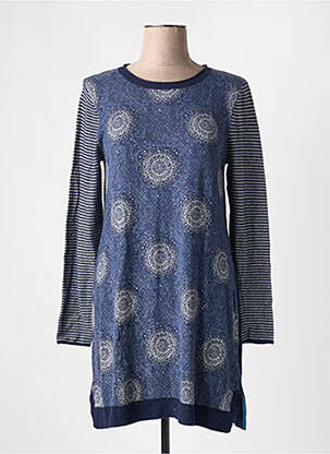 Robe pull tissage chiné manches longues bleu WHITE STUFF femme
