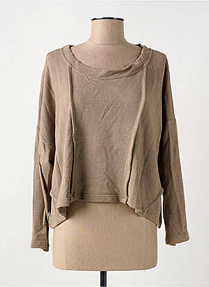 Pull col rond manches longues beige SEMIOLOGY femme