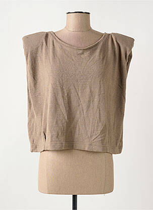Pull col rond sans manche beige SEMIOLOGY femme
