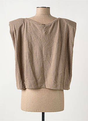 Pull coupe droite sans manche beige SEMIOLOGY femme