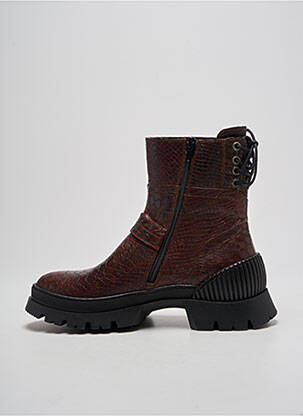 Bottines/boots tissage satiné talon plat jusqu'à 3cm marron PHILIPPE MORVAN femme