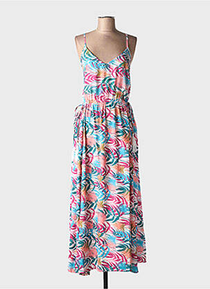 Robe longue manches bretelles ajustables fines bretelles bleu GOLD&SILVER PARIS femme