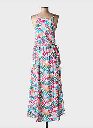Robe longue manches bretelles ajustables fines bretelles bleu GOLD&SILVER PARIS femme