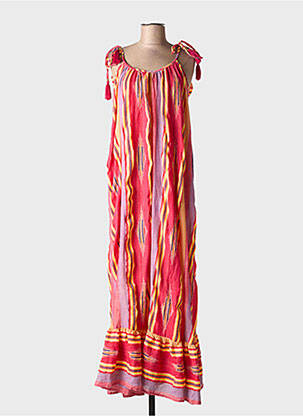 Robe longue manches bretelles ajustables fines bretelles rouge GOLD&SILVER PARIS femme