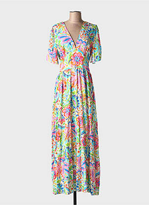 Robe longue manches courtes manches courtes vert APRIL VINTAGE femme