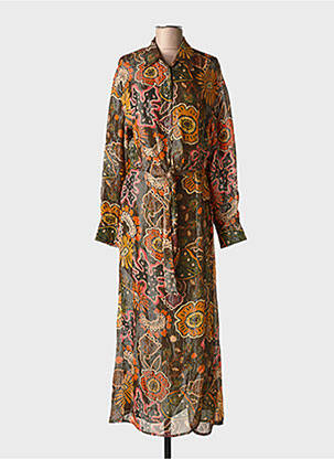 Robe longue manches longues manches longues marron SUNDRESS femme