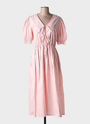 Robe mi-longue manches courtes manches courtes rose PINKA femme