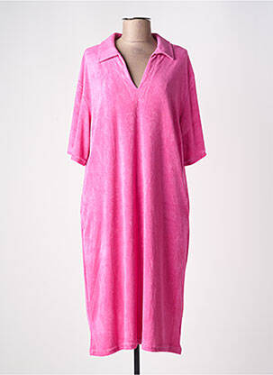 Robe mi-longue manches courtes manches courtes rose GG LUXE femme