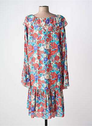 Robe mi-longue imprimé fleurs manches longues bleu BANDITAS FROM MARSEILLE femme