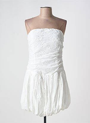 Robe courte sans manche sans manche blanc FEELHOO femme