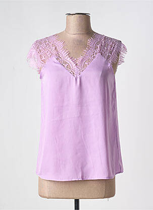 Top stretch manches courtes violet EXQUISS'S femme