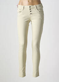 Jeans skinny stretch taille basse beige PLACE DU JOUR femme