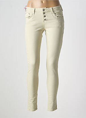 Jeans skinny stretch taille basse beige PLACE DU JOUR femme