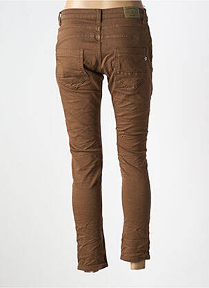 Jeans skinny stretch taille basse marron PLACE DU JOUR femme