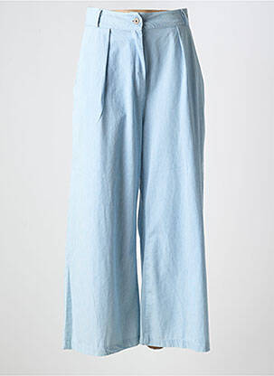 Pantalon large fermeture zippée sous rabat boutonné taille haute bleu BANDITAS FROM MARSEILLE femme