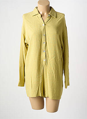 Combishort tissage crêpe manches longues vert ELENA Z femme