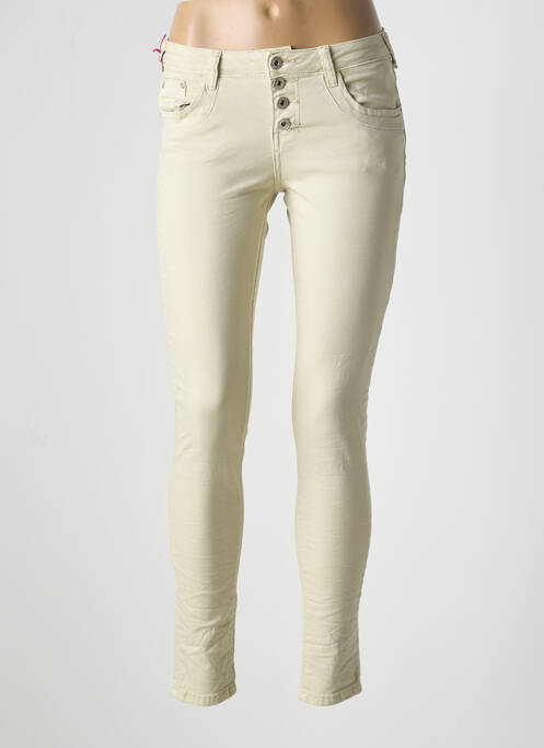 Jeans skinny beige PLACE DU JOUR pour femme