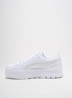 Baskets tissage satiné talon de 4 à 6cm blanc PUMA femme