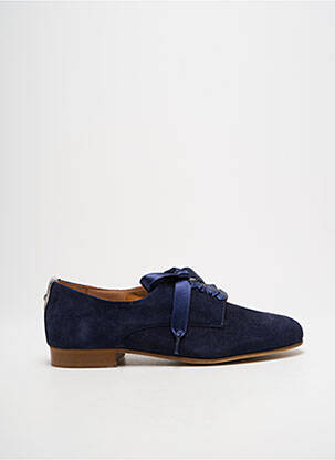 Derbies nubuck talon plat jusqu'à 3cm bleu MYMA femme