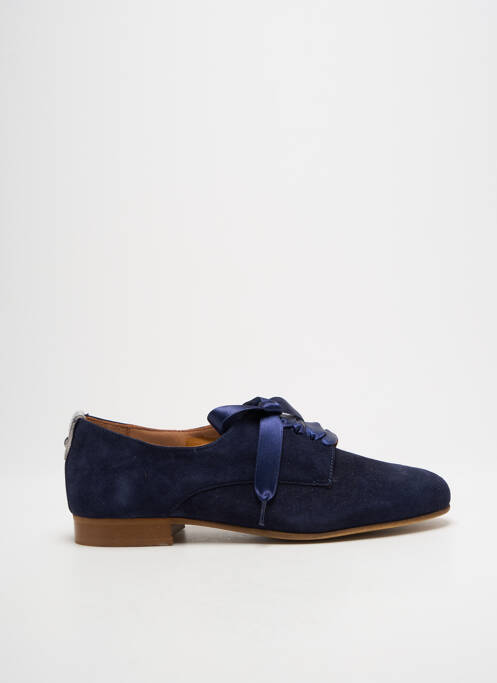 Derbies nubuck talon plat jusqu'à 3cm bleu MYMA femme