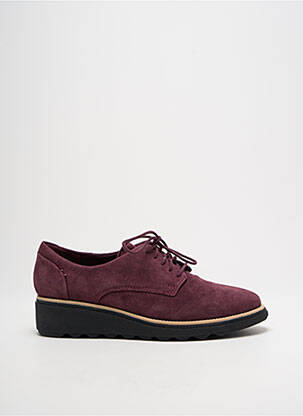 Derbies nubuck talon plat jusqu'à 3cm violet CLARKS femme
