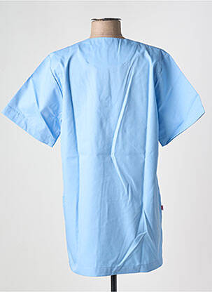 Blouse tissage popeline manches courtes bleu DUTRA femme