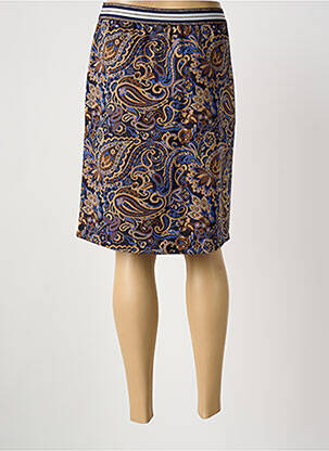 Jupe mi-longue coupe droite bleu FRED SABATIER femme
