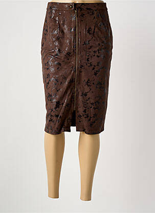 Jupe mi-longue doublure textile marron GREGORY PAT femme