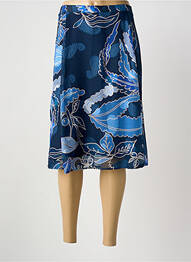 Jupe mi-longue fermeture zippée au dos bleu GREGORY PAT femme