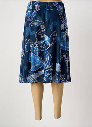 Jupe mi-longue fermeture zippée au dos bleu GREGORY PAT femme