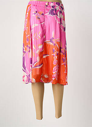 Jupe mi-longue fermeture zippée au dos rose GREGORY PAT femme