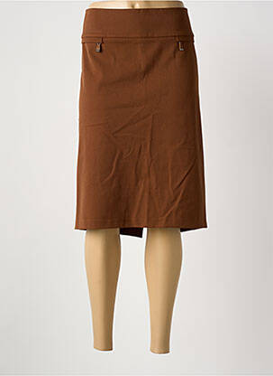Jupe mi-longue coupe droite marron PAUSE CAFE femme