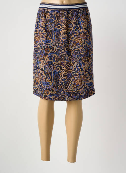 Jupe mi-longue coupe droite bleu FRED SABATIER femme