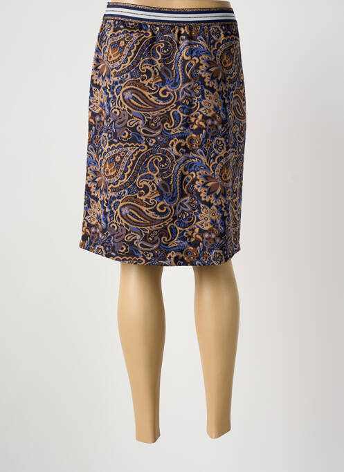 Jupe mi-longue coupe droite bleu FRED SABATIER femme
