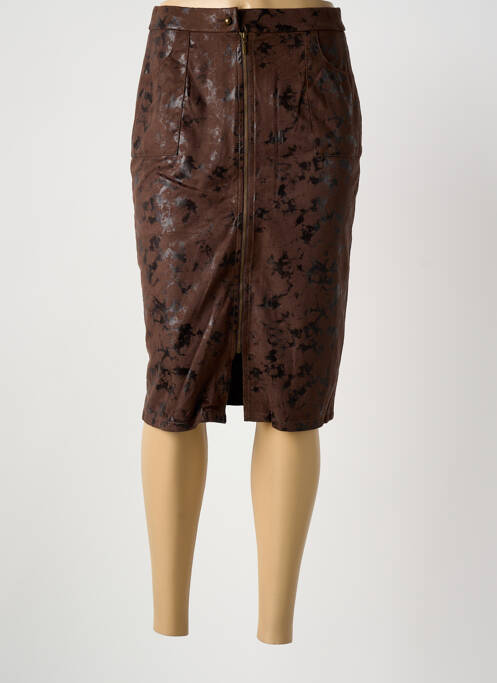 Jupe mi-longue doublure textile marron GREGORY PAT femme