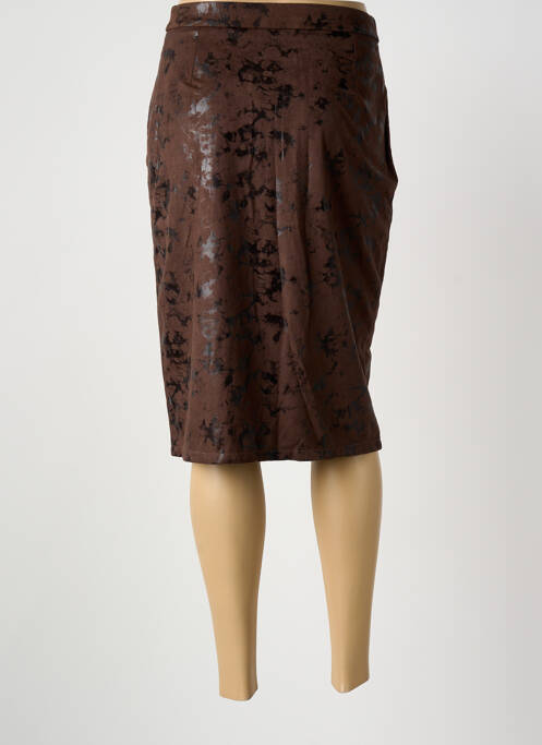 Jupe mi-longue doublure textile marron GREGORY PAT femme
