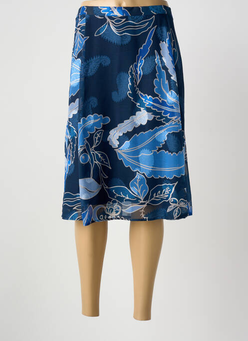 Jupe mi-longue fermeture zippée au dos bleu GREGORY PAT femme
