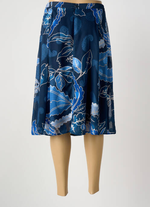 Jupe mi-longue fermeture zippée au dos bleu GREGORY PAT femme