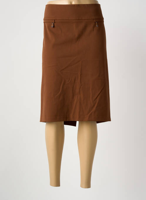 Jupe mi-longue coupe droite marron PAUSE CAFE femme