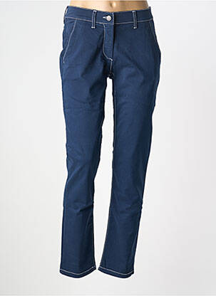 Pantalon droit fermeture zippée sous rabat boutonné bleu ANANKE femme