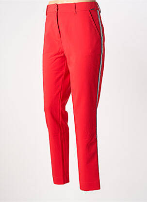 Pantalon droit fermeture zippée sous rabat boutonné rouge FRED SABATIER femme