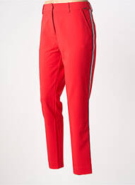 Pantalon droit fermeture zippée sous rabat boutonné rouge FRED SABATIER femme