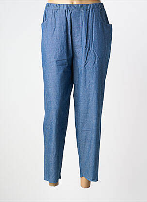 Pantalon droit taille élastique bleu FRANCK ANNA femme