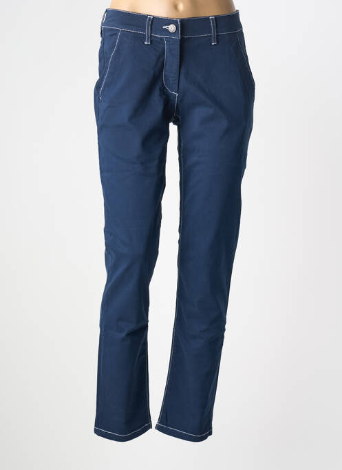 Pantalon droit fermeture zippée sous rabat boutonné bleu ANANKE femme
