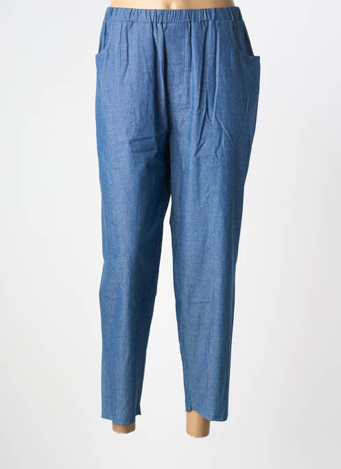 Pantalon droit taille élastique bleu FRANCK ANNA femme