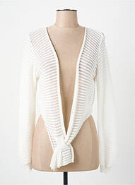 Gilet manches longues coupe cintrée blanc COULEURS DU TEMPS femme