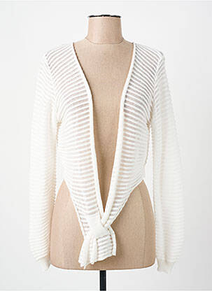 Gilet manches longues coupe cintrée blanc COULEURS DU TEMPS femme