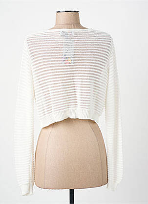 Gilet manches longues coupe cintrée blanc COULEURS DU TEMPS femme