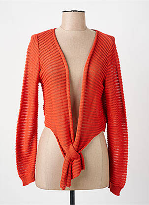 Gilet manches longues coupe cintrée orange COULEURS DU TEMPS femme
