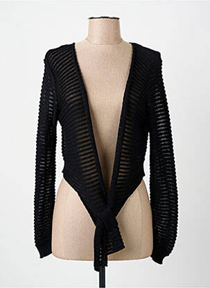 Gilet manches longues coupe cintrée noir COULEURS DU TEMPS femme